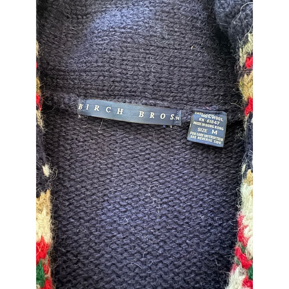 Vintage Birch Bros 100% Shetland Wool Men Medium Shawl Collar Grandpa Cardigan - Picture 6 of 9